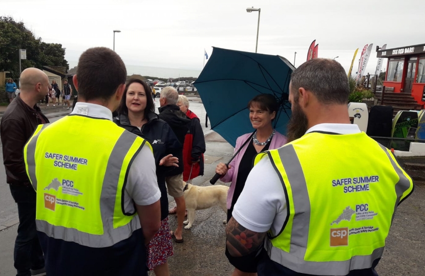 With the street marshals in Woolacombe with Selaine Saxby MP